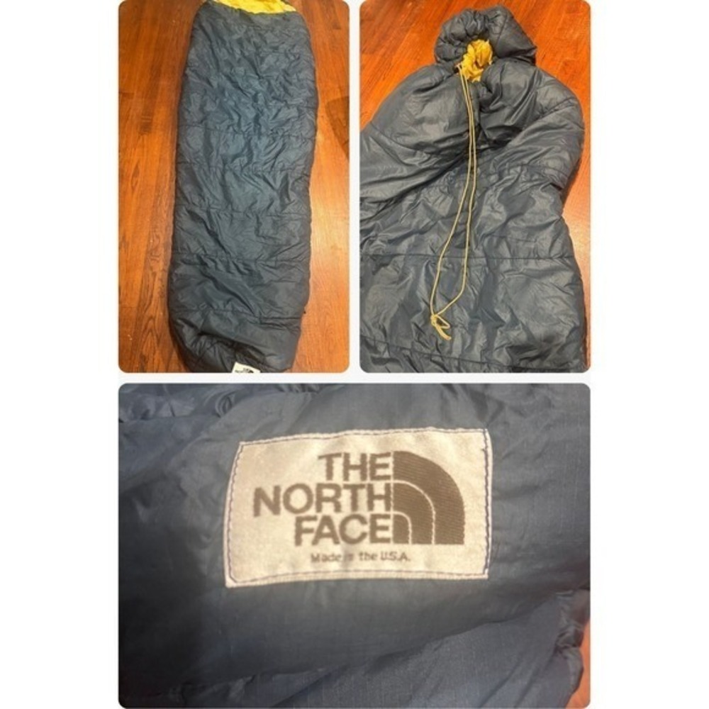 Vintage The North Face Sleeping Bag Blue Yellow USA Made Camping Outdoor Gear